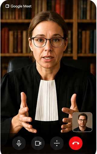 Illustration d’une consultation avec un avocat en visioconférence