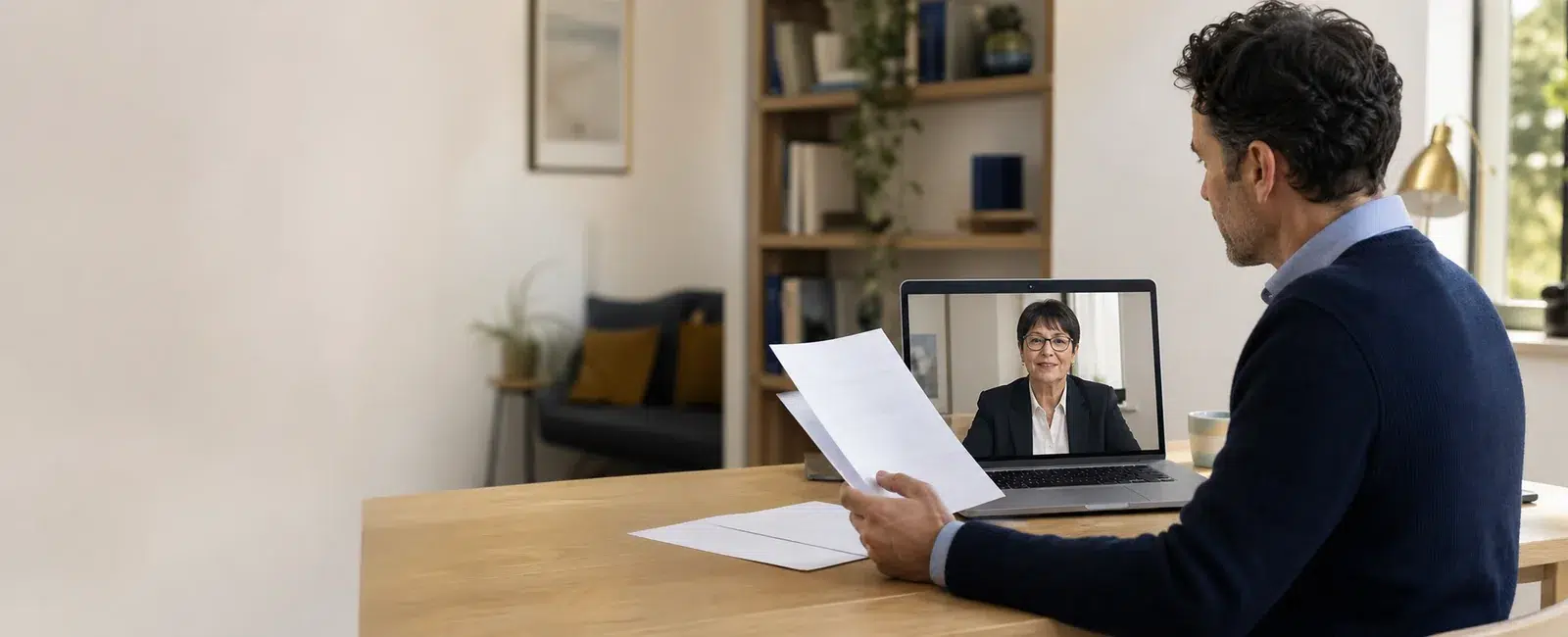 Échange en visioconférence depuis chez soi.